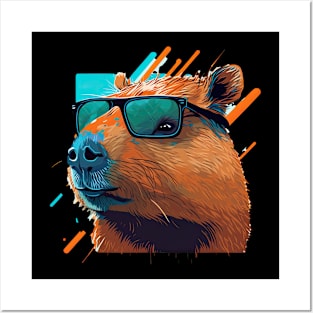 Capybara with sunglasses Posters and Art